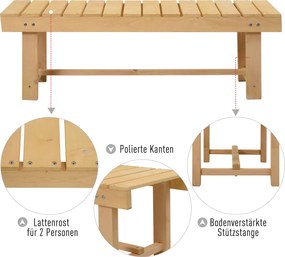 Outsunny Ławka Ogrodowa Rustykalna Lite Drewno Brązowa 2 Osoby 110x38cm | Aosom PL