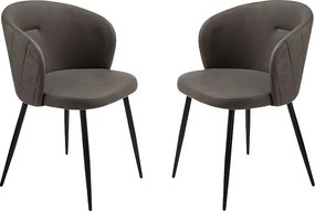 Komplet 2 krzeseł do jadalni w kolorze antracytowym "Boston" ze skóry ekologicznej cm 56x55 78h