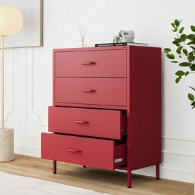 Komoda szafka metalowa czerwona Modern CARLA, 800 x 1015 x 400 mm