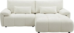 Kanapa narożna prawostronna  z białej tkaniny szenilowej ANELKO