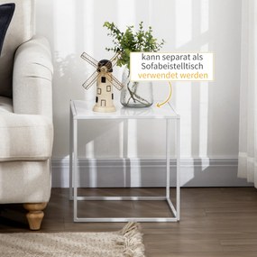 HOMCOM Zestaw Stolików Pomocniczych, Nowoczesne Stoliki, Oszczędność Miejsca, Solidny Stelaż Stalowy, Biały