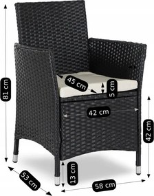 Zestaw Mebli Ogrodowych POMONA Czarny/Beżowy 8 Krzeseł Stół Tarasowy Technorattan Nowoczesny