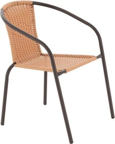 GARTHEN Zestaw 4 krzeseł bistro z polirattanu, brązowy