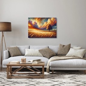 Obraz na szkle – Drzewo na polu (70x50 cm)