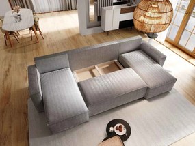 PROMOCJA Beżowy narożnik w kształcie U SMART COSARO 295x140 cm II jakość