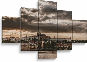 Obraz Zamku Praskiego o zmierzchu (125x70 cm)