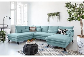 Jasnoniebieska rozkładana sofa w kształcie litery "U" Miuform Charming Charlie, lewostronna