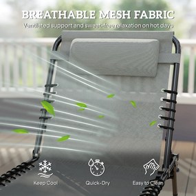 Outsunny Leżak składany, oddychający materiał, metalowa rama, 189 x 58 x 30 cm, jasnoszary | Aosom PL