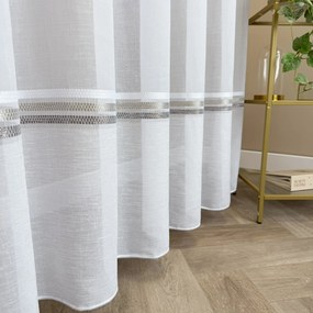 Firana gładka matowa batyst len Trzy Pasy nowoczesna wys. 300 cm z ołowianką