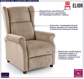 Beżowy rozkładany fotel masujący - Nika 3X