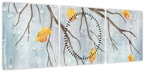 Obraz - Deszczowa jesień (z zegarem) (90x30 cm)