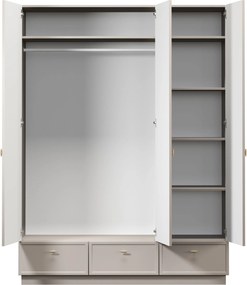 Szafa Lorini 150 cm z półkami - kaszmir / złote uchwyty T-bar