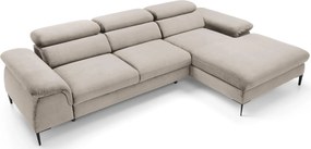 Beżowa kanapa narożna z regulowanymi zagłówkami C1-L28