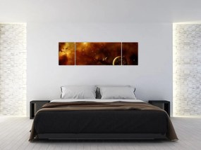 Obraz - Planety z mgławicą (170x50 cm)