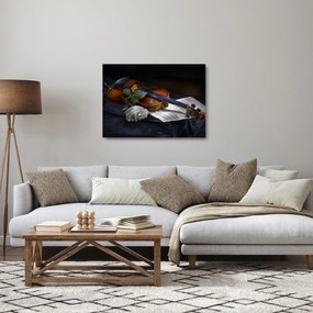 Obraz na szkle - Róże i skrzypce (70x50 cm)