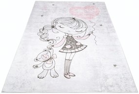 Szary dywan dziecięcy z dziewczynką z balonikiem R1-E15