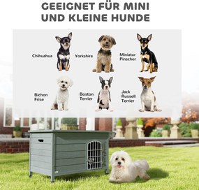 Buda PawHut dla psów, domek z drzwiami, transportowa klatka, domek dla zwierząt, świerk, szary