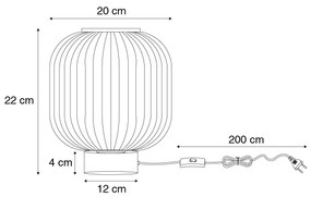 Lampa stołowa Art Deco czarna z przydymionym szkłem - Karel ArtDeco Oswietlenie wewnetrzne