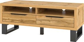 Szafka RTV stojąca HALENZA 124 cm do Salonu pod Telewizor 2 Szuflady - Dąb wotan