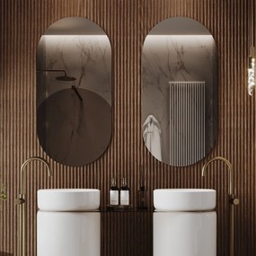 Lustro owalne bez podświetlenia symetryczne bezramowe PLATAN | Różne rozmiary | Różne kolory szkła : Kolor - Srebro, Rozmiar - 40 x 80 cm