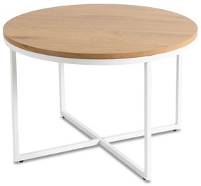 Stolik Kawowy HANTEL 70 cm Dąb Złoty/Biały Skandynawski
