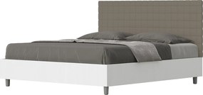 Łóżko wyposażone w stelaż z listwami 160x200 konstrukcja Frassino biała zagłówek sztucznej skóry cappuccino Burmy