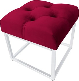 Pufa CHESTERFIELD tkanina Welur loft ławka podnóżek metal : Kolor Stelaża - Biały, Kolor tkaniny - VELVET - MG31, Typ tkaniny - Velvet