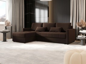 BEDANTE narożnik MOS L BIS Cosmic 800 brązowy lewa z funkcją spania sofa w kształcie litery L z pojemnikiem na pościel sofa do salonu kanapa sofa rozkładana