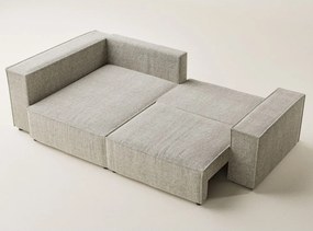 Beżowy rozkładany/ze schowkiem narożnik z tkaniny szenilowej (lewostronny/w kształcie litery L) Tonga – Maison de Rêve