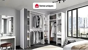 Rozkładana, narożna garderoba DORIAN – długość 164/234 cm – kolor biały i szary