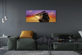 Obraz drukowany na płótnie Statek na Tle Kolorowego Nieba