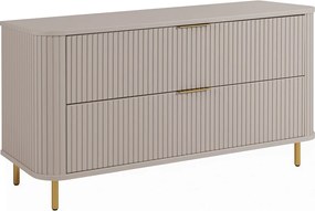 Szafka łazienkowa stojąca z szufladami i metalowymi nóżkami, kolor Kaszmir, uchwyt złoty, nóżki złote, 120 x 41,5 x 66,7 cm