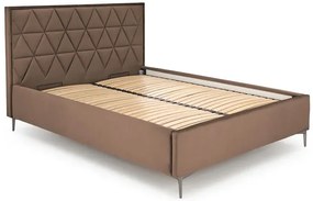 Beżowe welurowe wezgłowie pikowane do łóżka G6-N51
