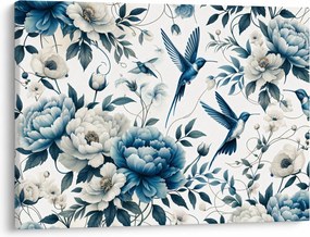 Obraz - Kolibry z kwiatami (70x50 cm)