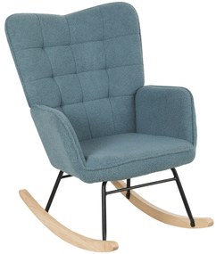 HOMCOM Fotel bujany ergonomiczny z drewnianymi płozami do 120 kg jasnoniebieski | Aosom PL