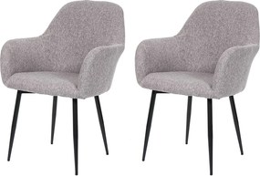 Krzesło do jadalni MCW-F18 (zestaw 2 sztuk),  tkanina/tekstylia szary, czarne nogi
