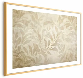 Plakat Piaskowe listki 60x40 cm z ramą złotą z marginesem ARTGEIST B