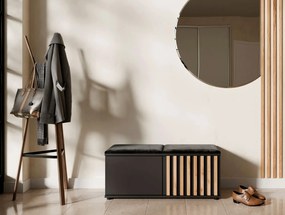 Czarna lamelowa szafka na buty do przedpokoju G7-D93