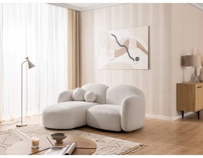 Kremowy narożnik z materiału bouclé (lewostronny/z szezlongiem) Orbit – Ropez