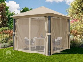 TOOLPORT 3x3m Pawilon ogrodowy, z 4 ścianami bocznymi, szaro-brązowy - (300671)