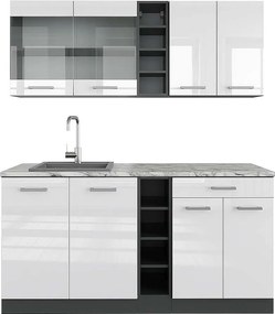 Pojedyncza kuchnia biały wysoki połysk/antracyt 160x60x81.6 r-line