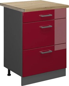 Szafka dolna do kuchni czerwony połysk 60x60x81.6 r-line