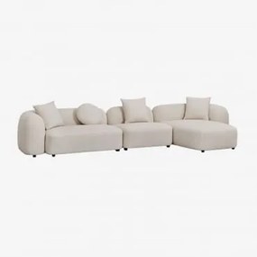 Modułowa Sofa Z Szezlongiem Prawym, 3-częściowa, Z Tkaniny Coco Chenille Gruba Tkanina Szenilowa Biała - Sklum