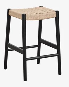 Zestaw 2 Wysokich Stołków Z Drewna Dębowego I Plecionej Liny (66 Cm) Mara Nizina Czarna - Sklum