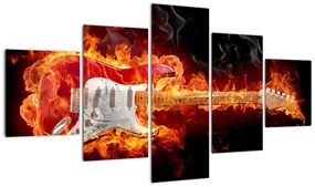Obraz - Gitara w płomieniach (125x70 cm)