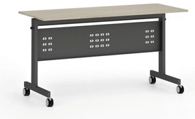 Mobilny stół PRIMO MOBI, 140x60 cm, czarna podstawa, dąb naturalny