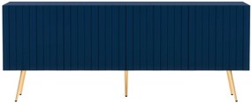Granatowa lamelowa szafka pod TV glamour - Filo 14X