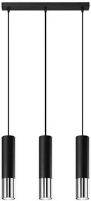 Czarno-chromowana potrójna lampa wisząca tuba - EXX246-Oller