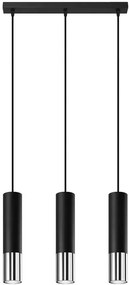 Czarno-chromowana potrójna lampa wisząca tuba T9-L02