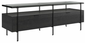 Czarna szafka pod TV w dekorze dębu 140x50 cm Wainwright – Queer Eye